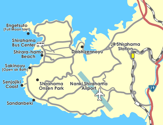 Map to Shirahama Onsen, Hot Spring & Beach Resort in Wakayama, Japan